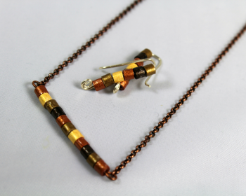 Minimalist Jewelry Set Copper and Gold Paper Quill Beads